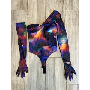 Michael Costello x Revolve Nobu Galaxy Bodysuit with Glove size Small